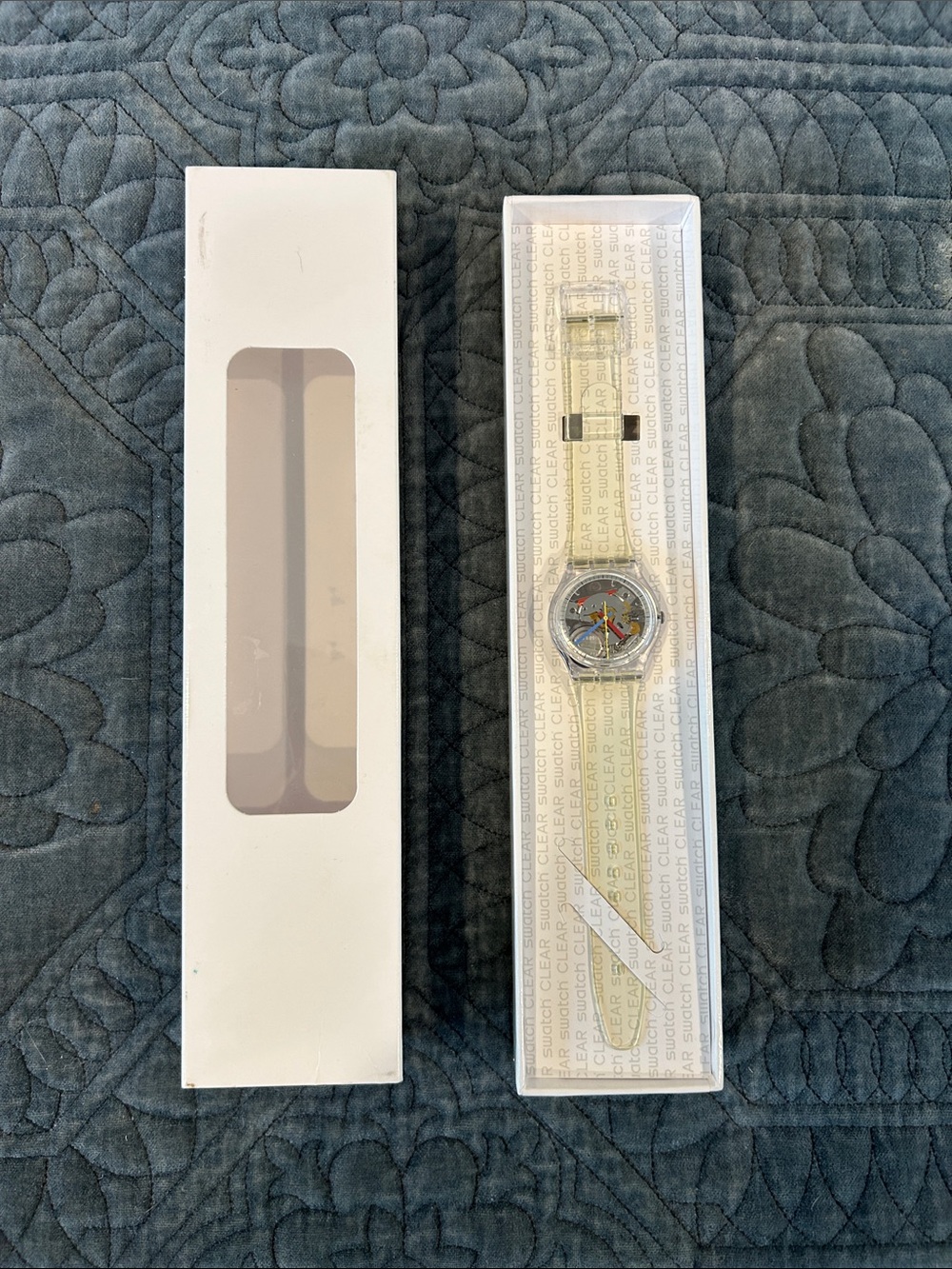 Swatch Clear Transparent Watch with Multicolor Dial - retro! New in box